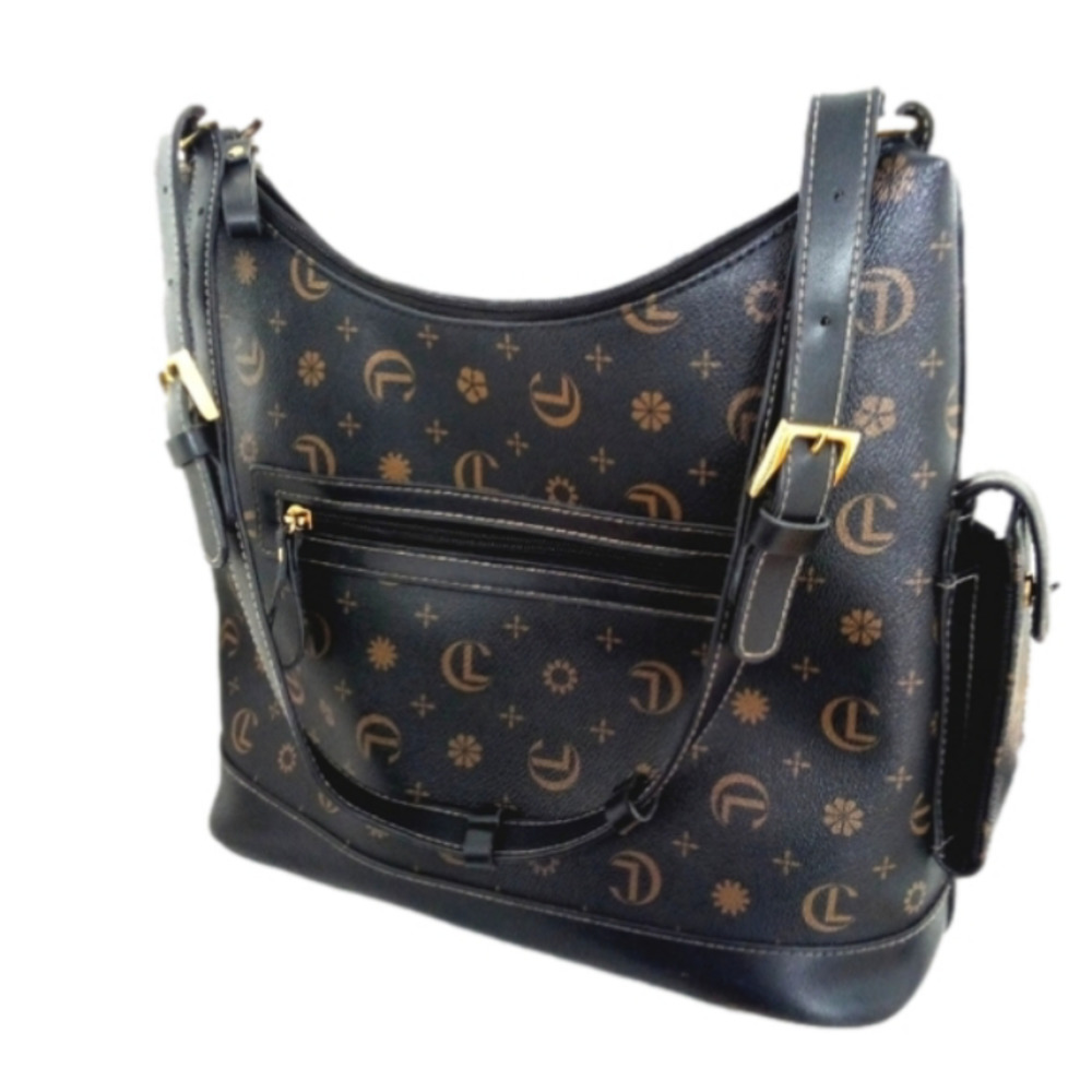 CARRYLAND Shoulder Strap Purse Black/Tan  EUC